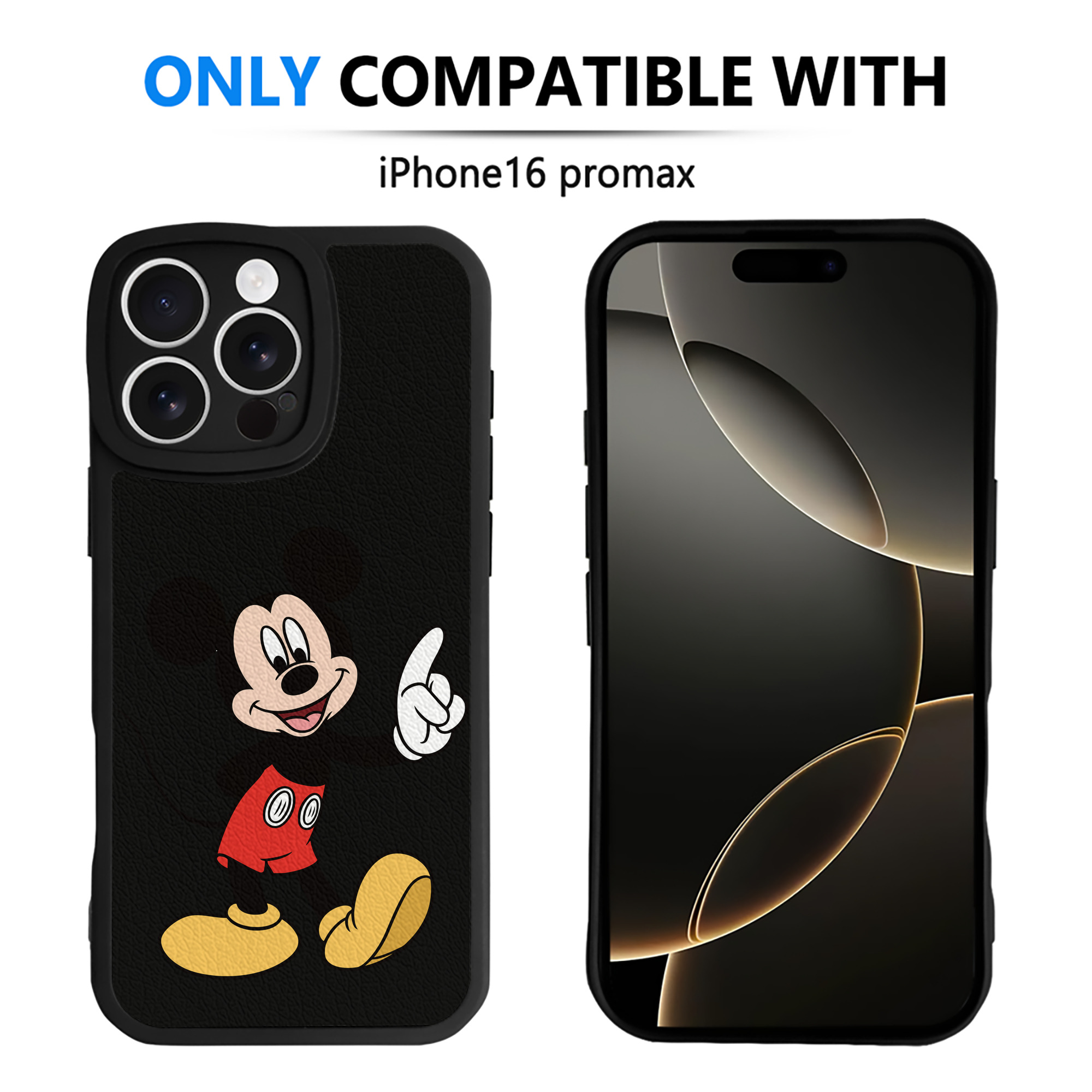 （画像用） ミッキーマウス Mickey Mouse 【iPhone 16シリーズ対応】シリコンスマホケース（レザー調） 材質：シリコン